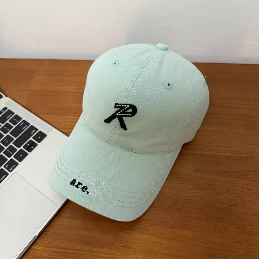 Letter Embroidered Baseball Cap in Wine Red