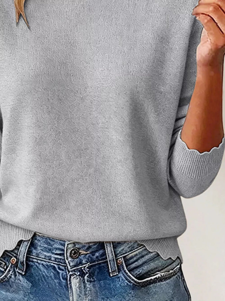 Dark Gray regular crewneck sweater with crew neck