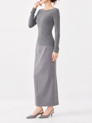 Chestnut Brown pullover sweater featuring basic style and herringbone