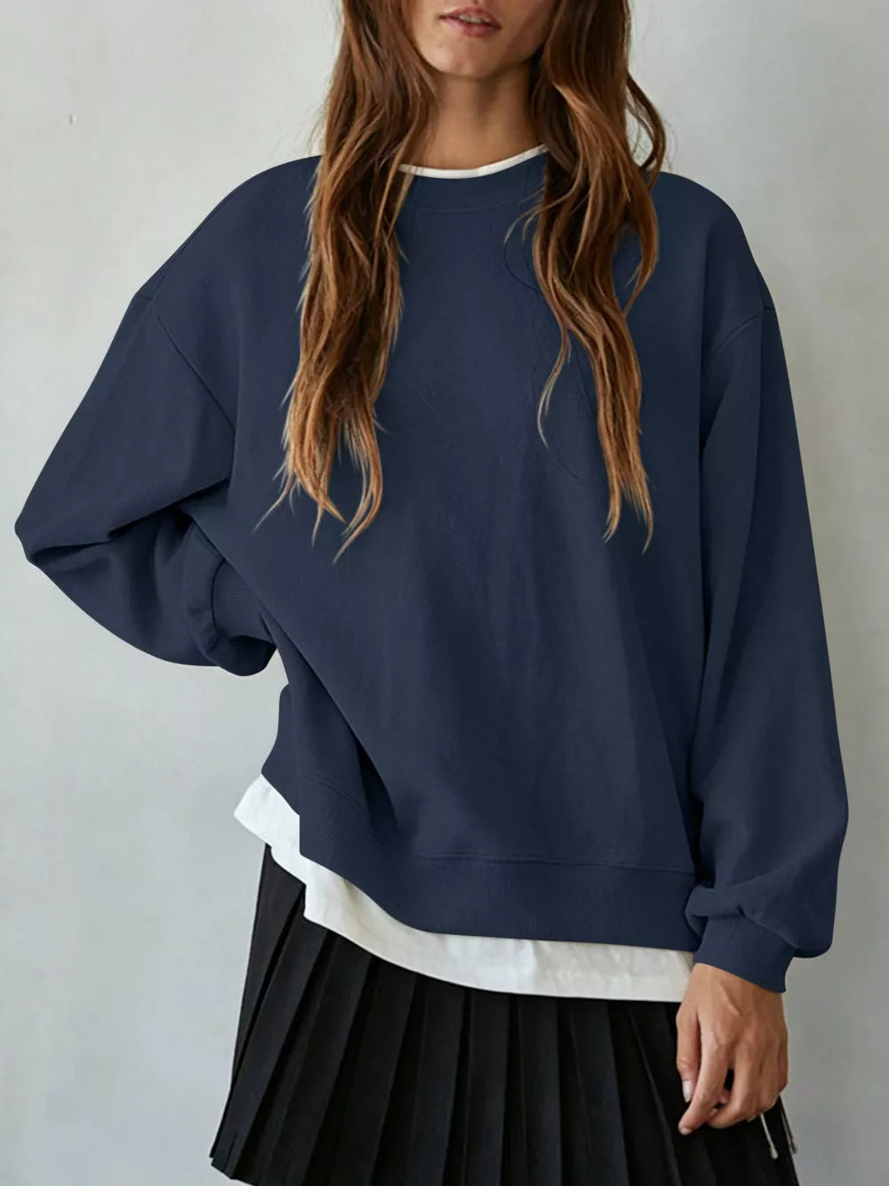 Yellow-spot sweatshirt with hip-length and pullover