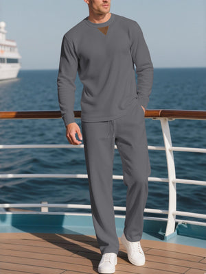 pajama set in charcoal featuring two-piece and relaxed fit