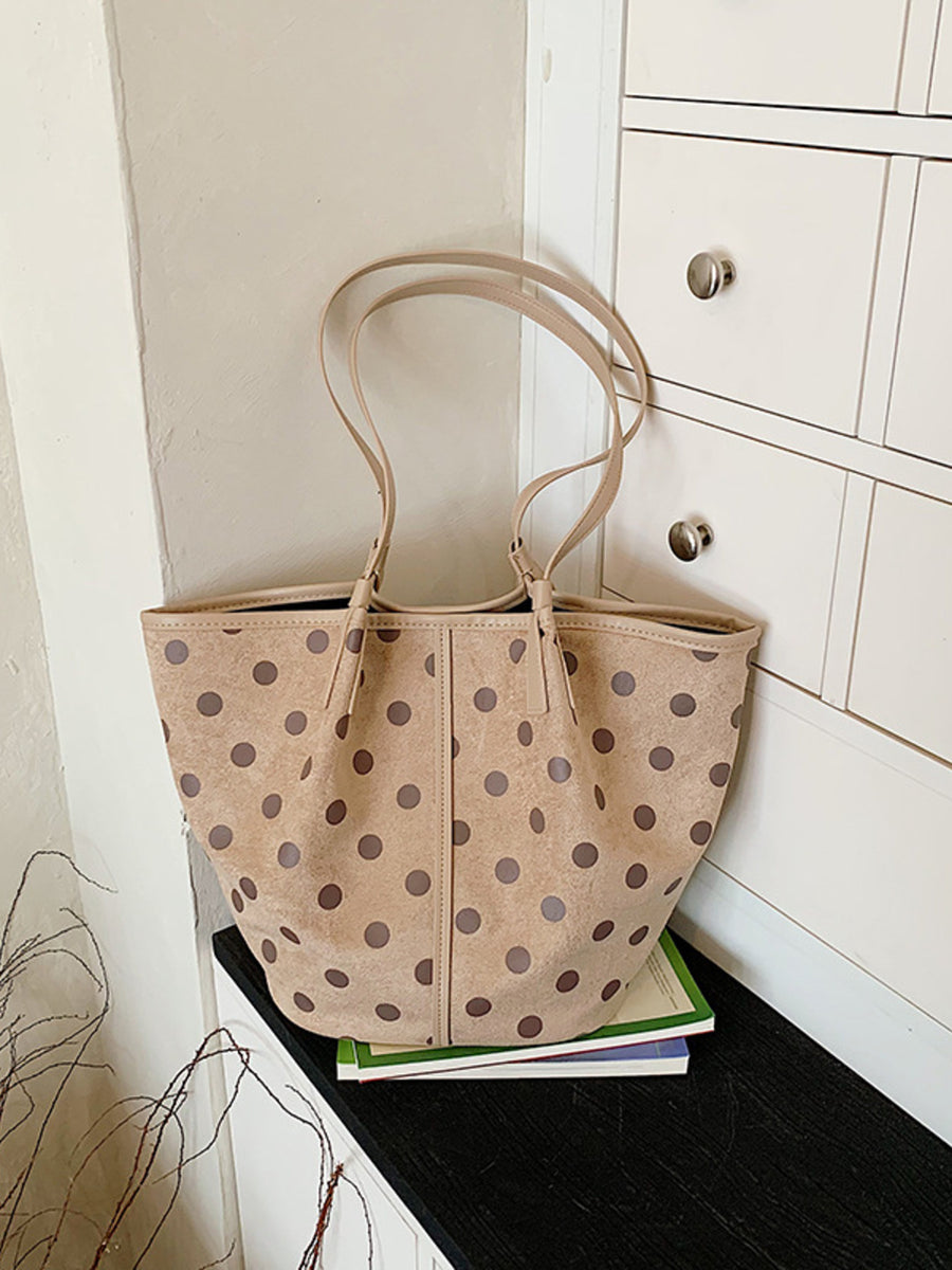 tote featuring polka-dot in black with Suede Imported Size &amp texture