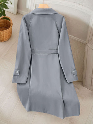 Army Green relaxed trench coat with notch lapel