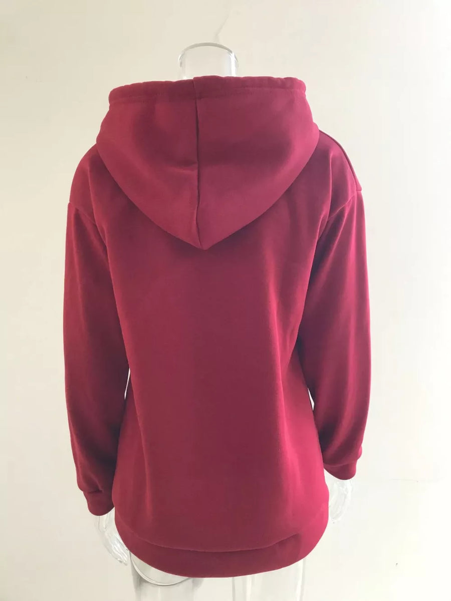Army Green Full Size Kangaroo Pocket Drawstring Hoodie