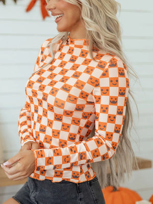 orange blouse with waist-length and pullover