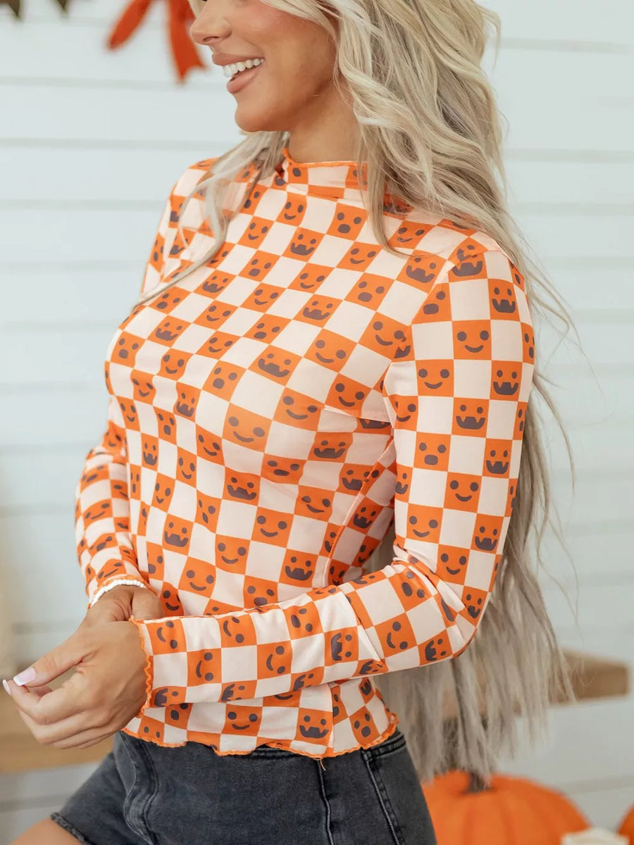 orange blouse with waist-length and pullover