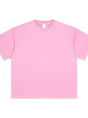 Oversized washed cotton crewneck t-shirt in Dusty Pink with a relaxed fit and crew neckline.
