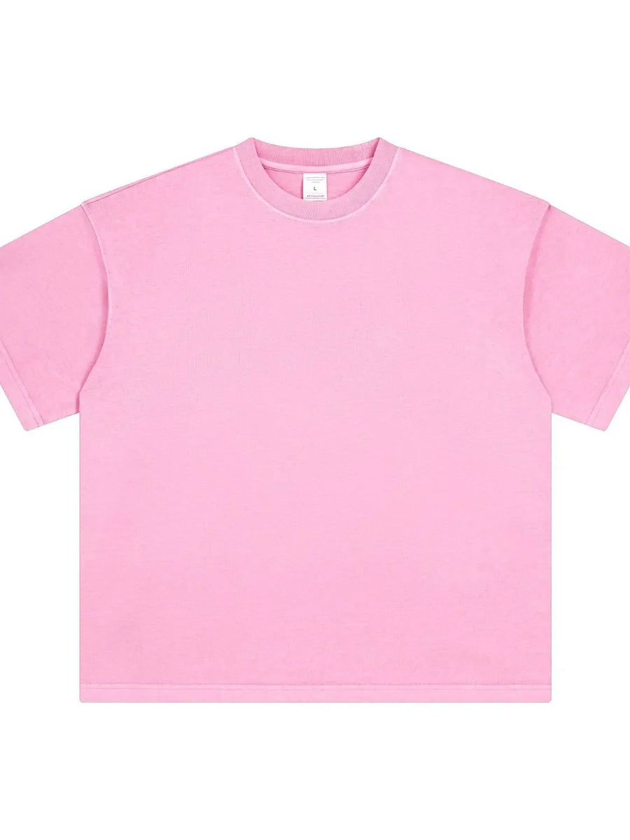 Oversized washed cotton crewneck t-shirt in Dusty Pink with a relaxed fit and crew neckline.