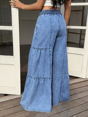 Wide Leg Tiered Jeans option 7