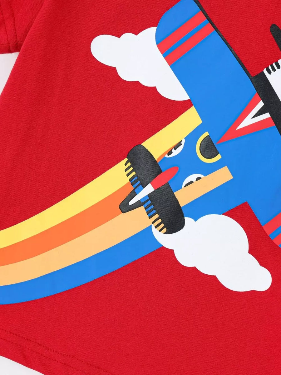 Children's Airplane Round Neck T-shirt And Shorts Set option 3