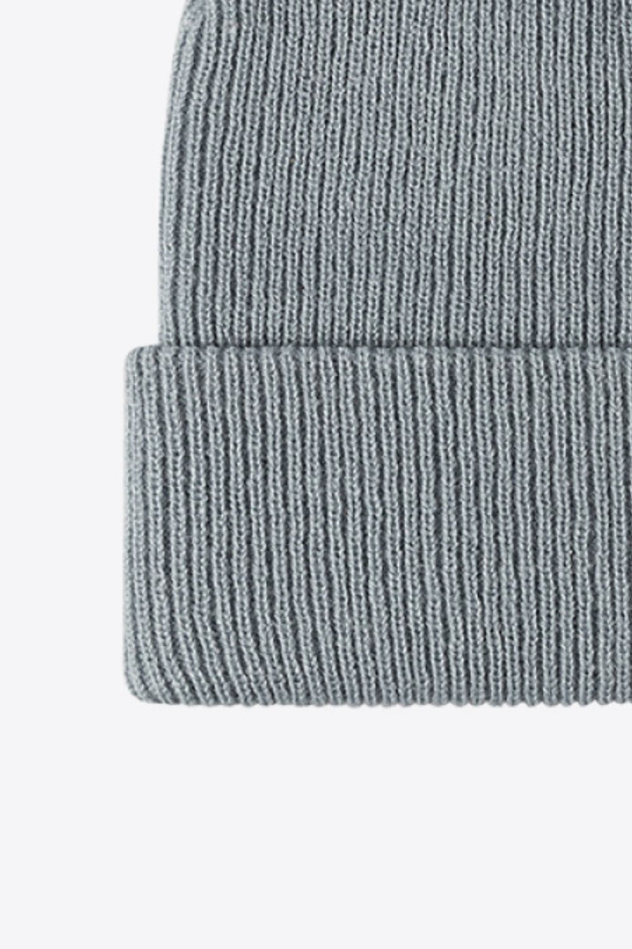 Ribbed knit beanie in Steel, a warm acrylic winter essential.