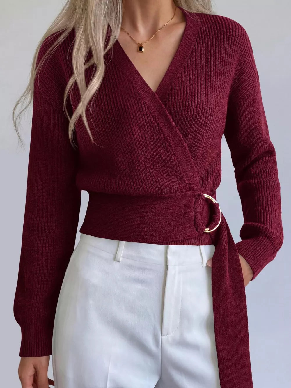 Army Green wrap sweater
