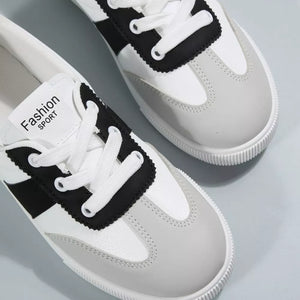 Round Toe Lace Up Sneakers in Red