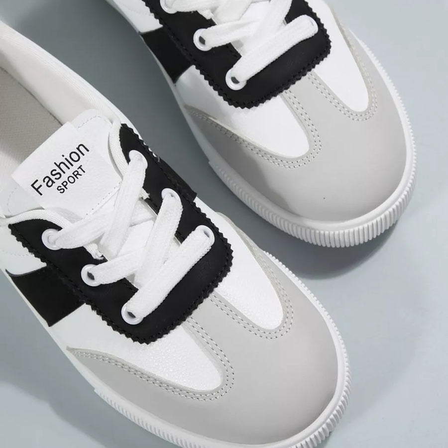 Round Toe Lace Up Sneakers in Red