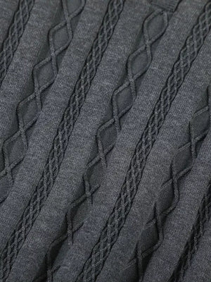 Dark Gray with Men's Cable Knit Short Sleeve Top