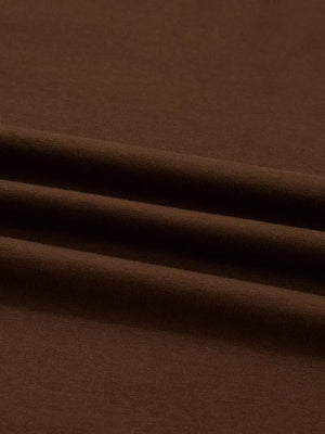 Dark Brown Contrast Crew-Neck Long-Sleeve T-Shirt