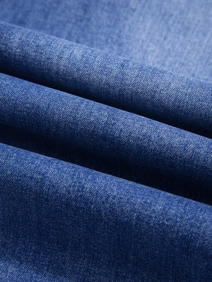 Dusty Blue with jeans with drawstring waist
