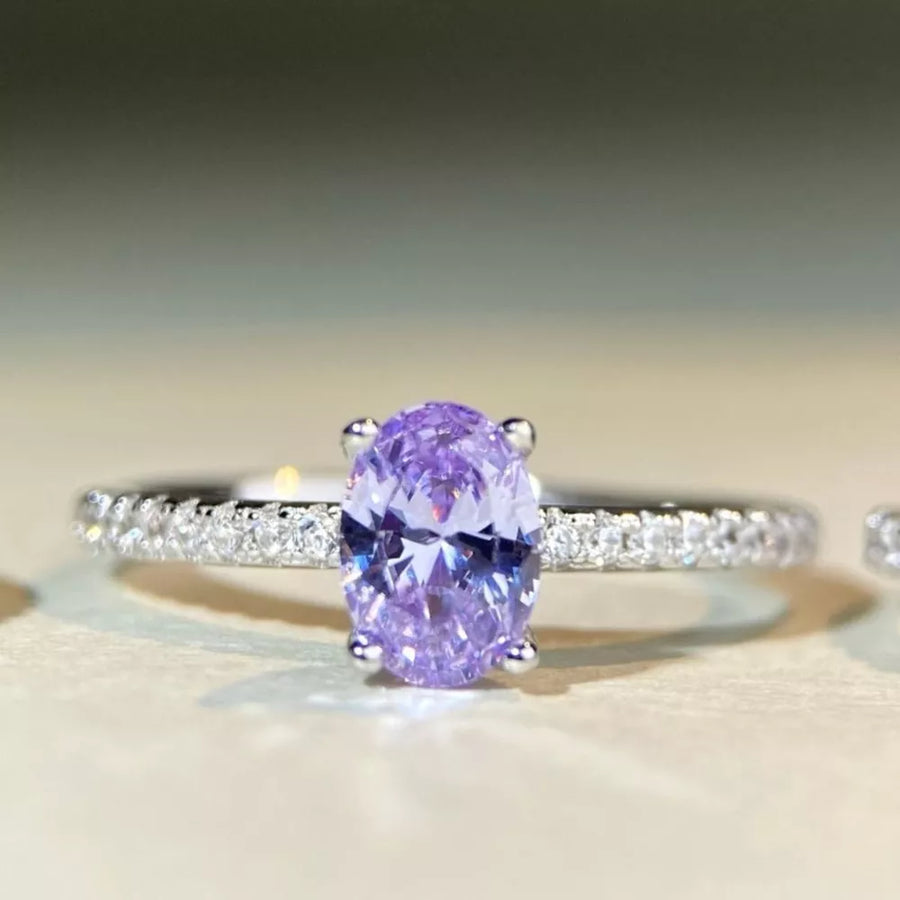 925 sterling silver,Zircon Care instructions: Avoid wearing during exercise, as ring in Lavender with band silhouette
