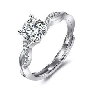 1 Carat Moissanite 925 Sterling Silver Ring in clear with adjustable