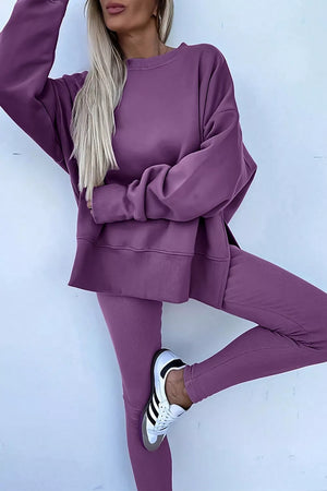 Mauve lounge set with tunic-length and pullover