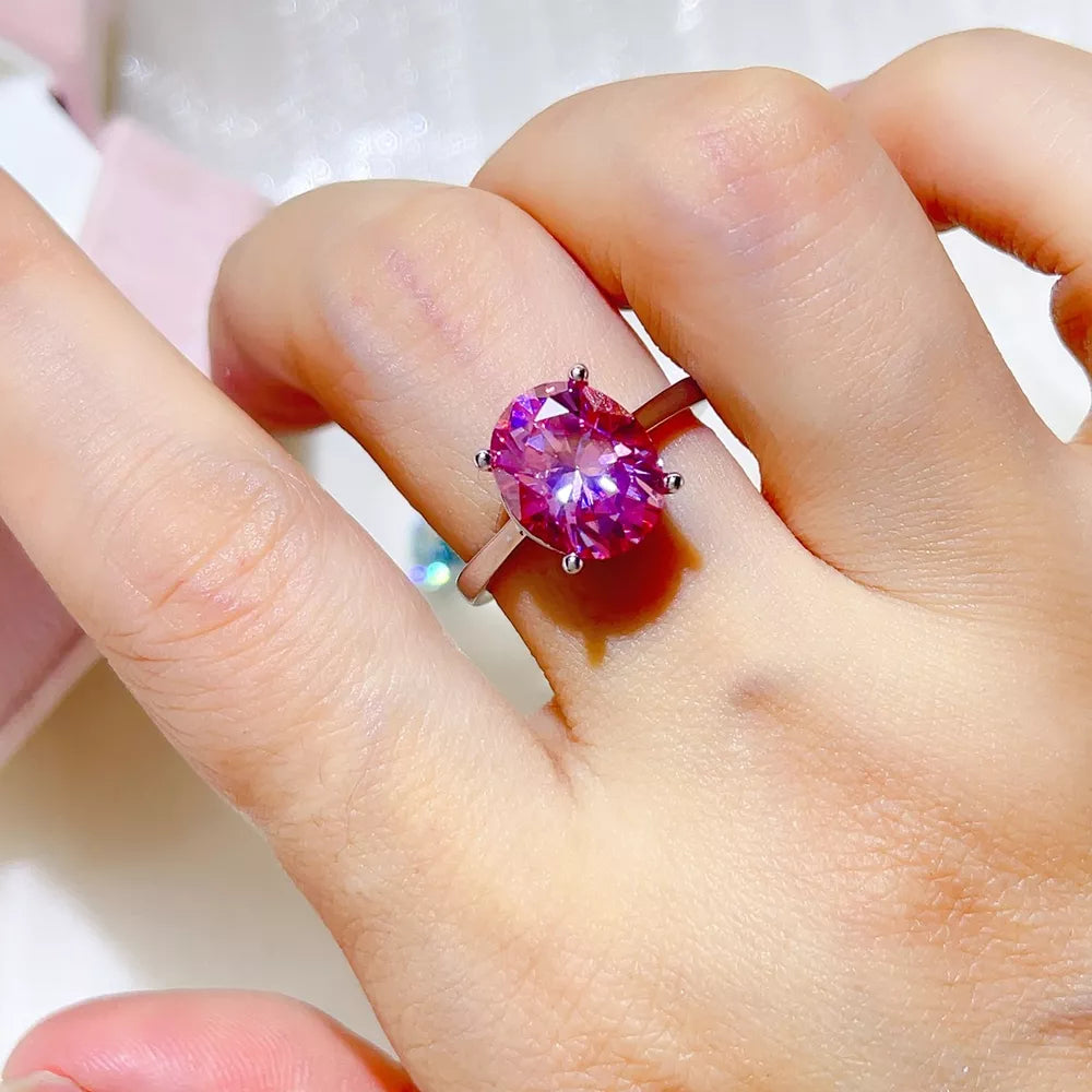 925 Sterling Silver Solitaire Moissanite Statement Ring