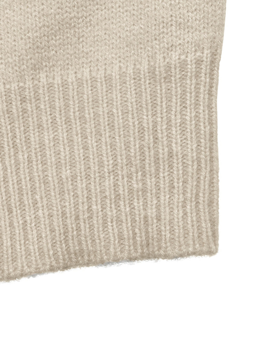 cream pullover sweater with stretch and raglan sleeve