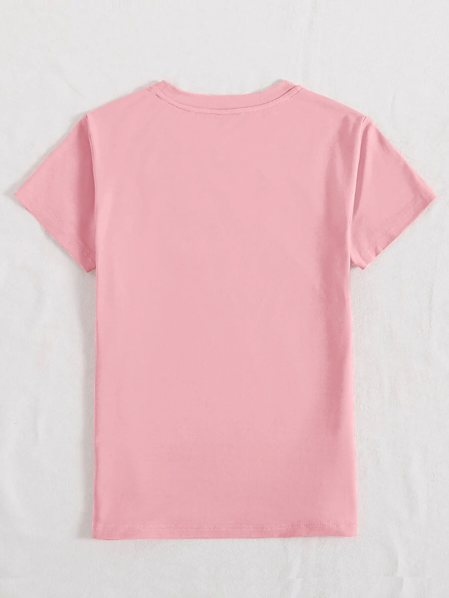 Dusty Pink crewneck t-shirt with short sleeves and a plain back.