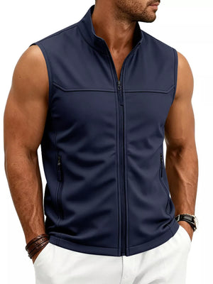 Navy Blue regular vest with mock neck