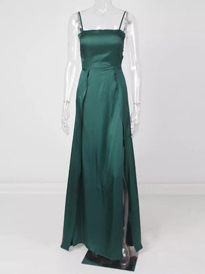 Blue A-line maxi dress with strapless