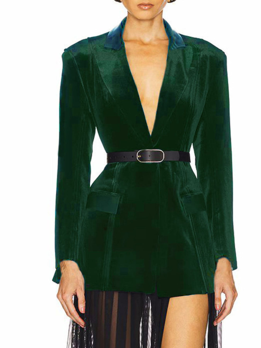 Wine Red blazer with hip-length and button-front