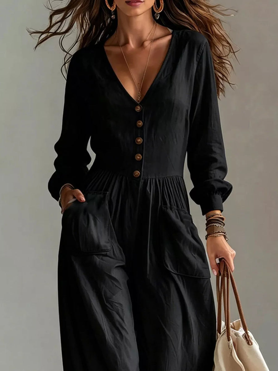 jumpsuit in Dusty Pink with pocketed and full-length