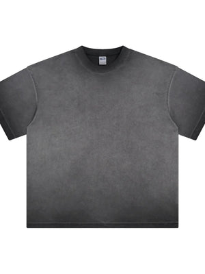 Oversized pigment-dyed t-shirt in Dark Gray with a faded wash and crew neck.