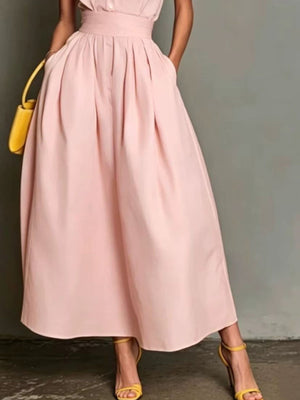 classic A-line dress in White with halter