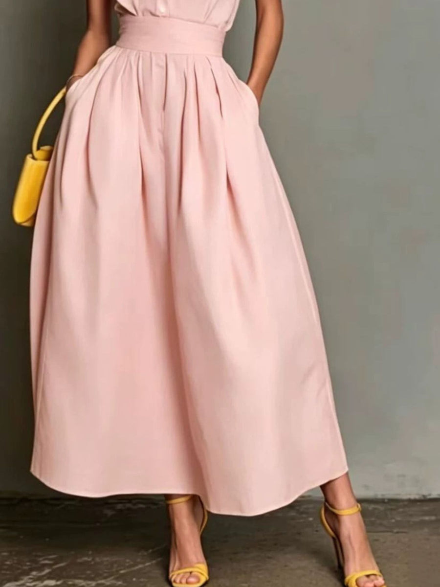 classic A-line dress in White with halter