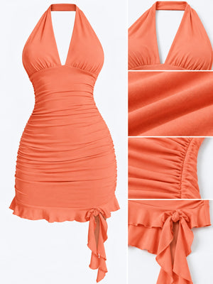 glam mini dress in Orange with halter