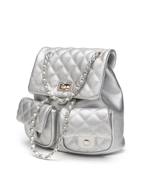 backpack in black with quilted and quilted