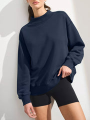 minimalist sweatshirt in Coffee Brown with mock neck