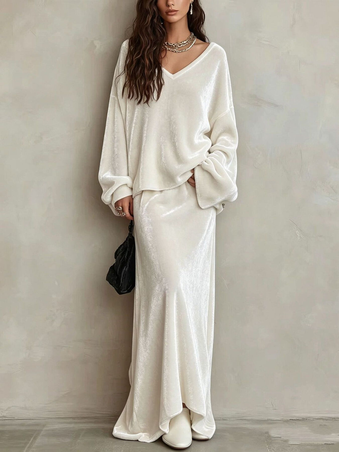 Dark Gray blouse with hip-length and pullover