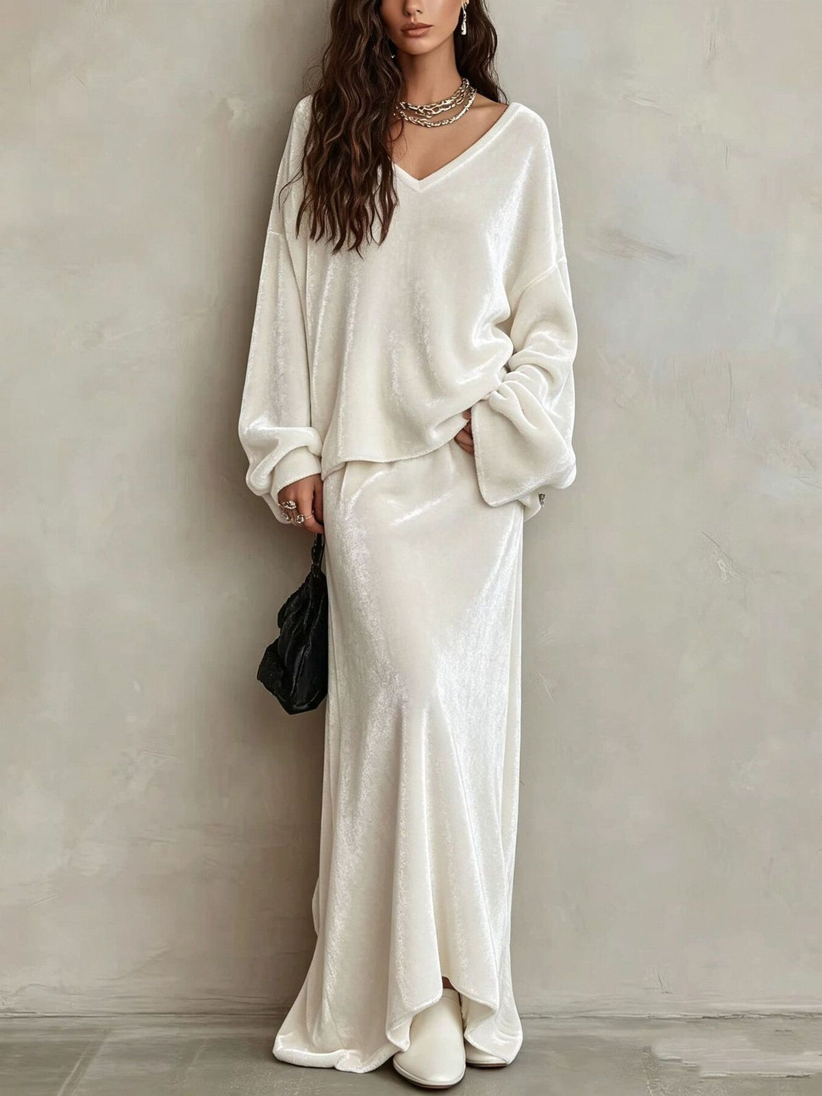 Dark Gray blouse with hip-length and pullover