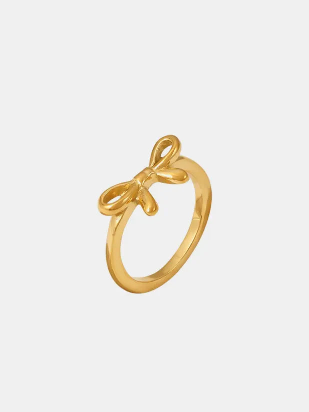 Gold bow contour ring 18K gold-plated casual accessory