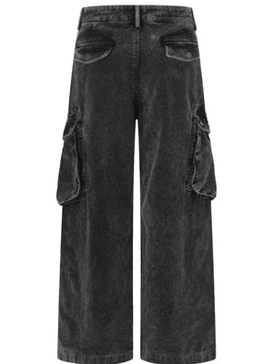100% cotton Care instructions: Machine wash cold cargo pants in Black with wide-leg silhouette