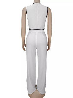 camel fitted two-piece set with deep v-neck