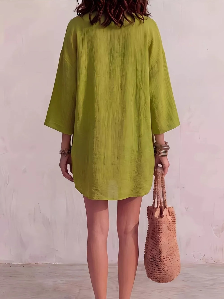 resort lounge set in Olive with v-neck