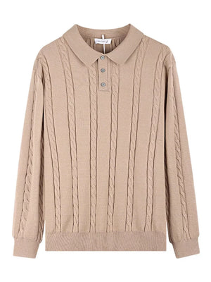pullover sweater featuring cable knit in Royal Blue with 49 texture