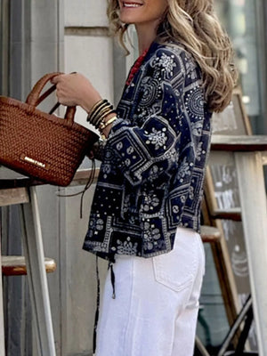 Black with Printed Zip Up Jacket