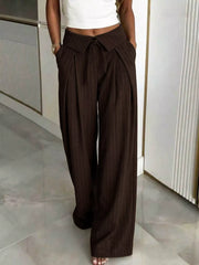 wide-leg pants in Green with pocketed and full-length