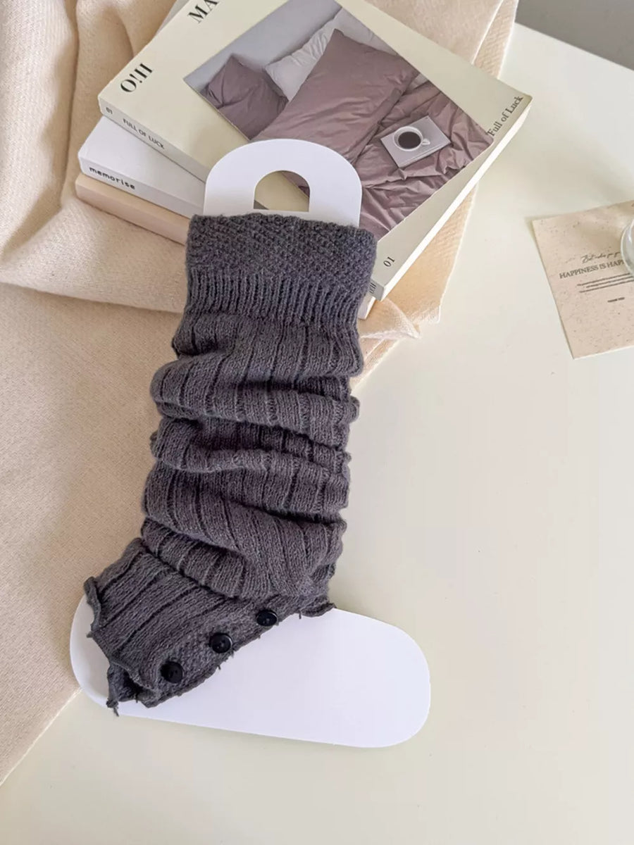 cotton Imported Size &amp leg warmers in Dark Gray with slouchy silhouette
