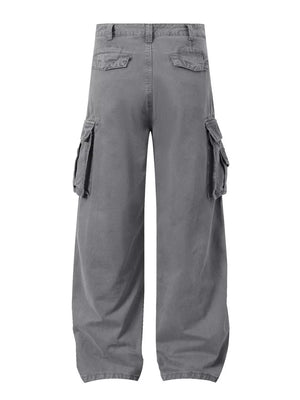 100% Cotton Care instructions: Machine wash cold cargo pants in slate gray with loose silhouette