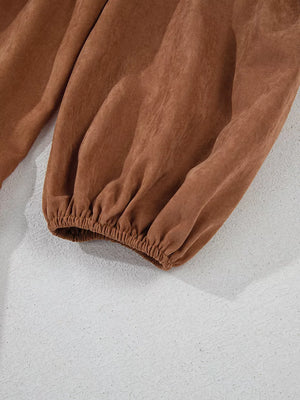 bohemian mini dress in Caramel with round neck