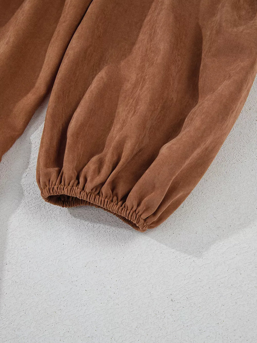 bohemian mini dress in Caramel with round neck